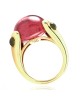 23.73ct Pink Tourmaline Ring w/ 1.07ctw Peridot Accents in 18K Rose Gold
